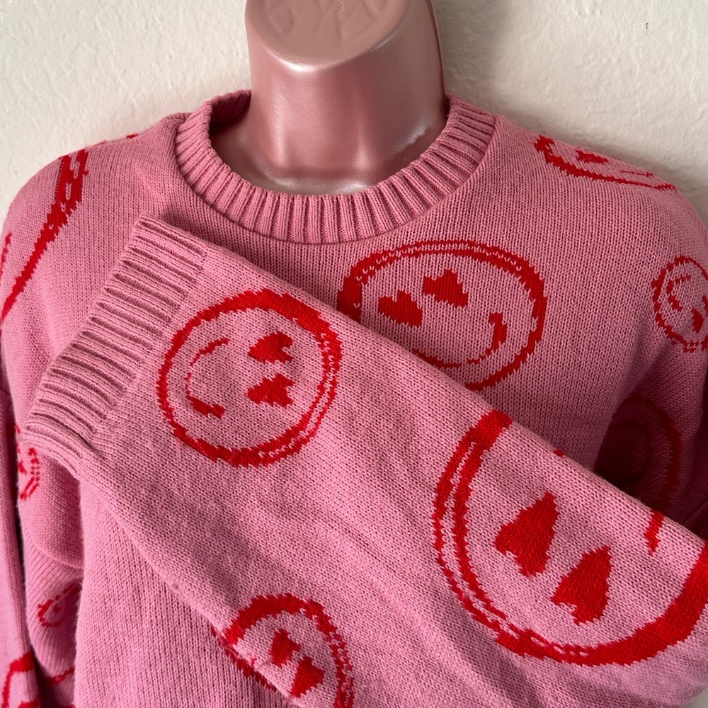 ASOS Pink and Red Smiley Sweater